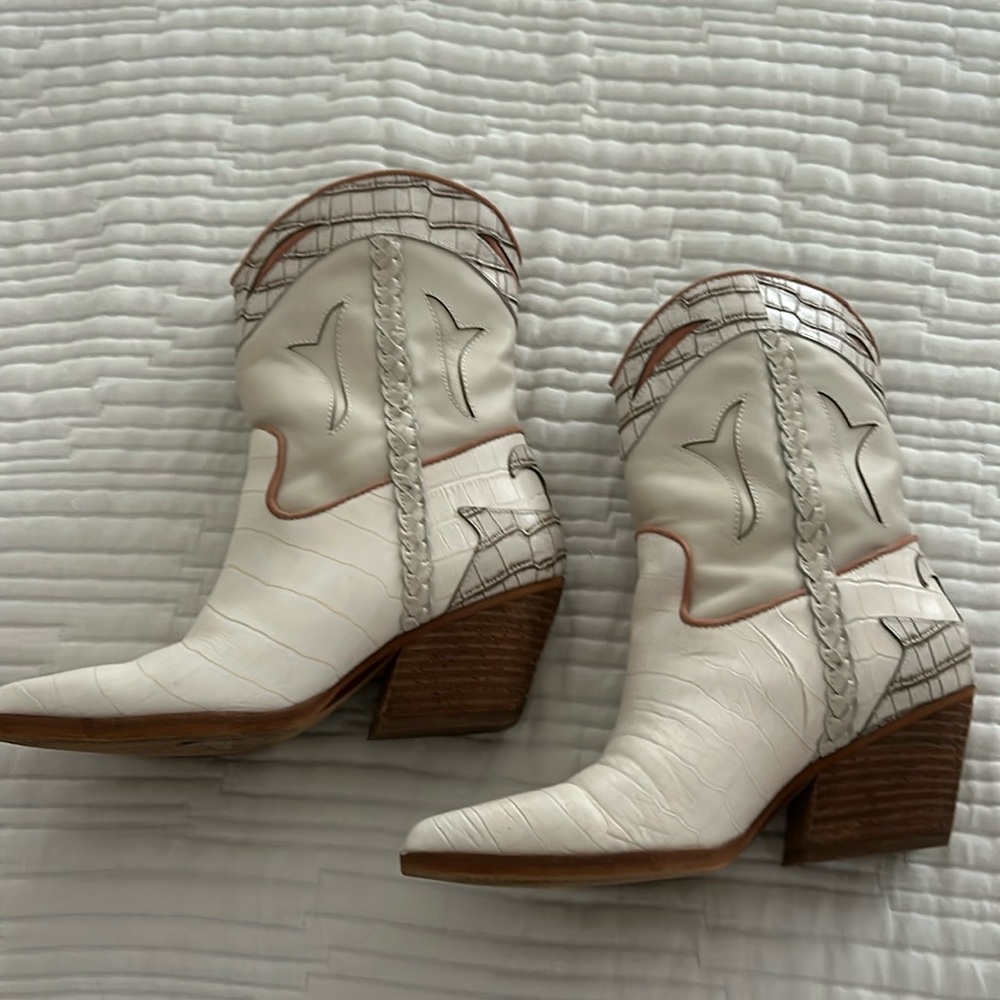 Dolce Vita White and Brown Ankle Boots
